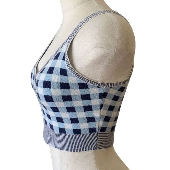 Glassons Blue Gingham Knit Crop Tank Top Women’s XS - Picture 2 of 8